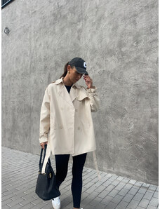 GREY OVERSIZED KRÁTKÝ TRENCH COAT cream