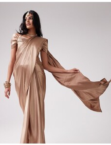 Kanya London Saree co-ord in praline-Brown