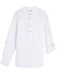 bonprix Chlapecká košile z mušelínu, dlouhý rukáv Bílá