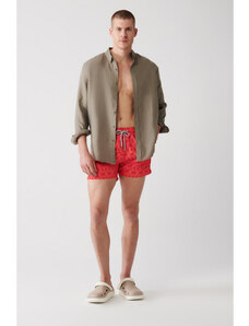Avva Men's Red Quick Dry Geometric Printed Standard Size Custom Boxed Swimsuit Marine Shorts