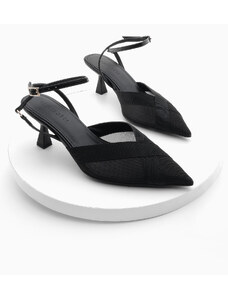 Marjin Women's Stiletto Mesh Detail Pointed Toe Heels Mires Black
