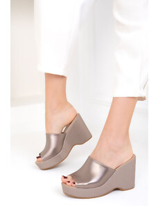 Soho Women's Platinum Wedge Heel Shoes 18876
