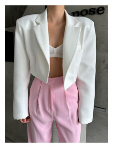 Laluvia White Premium Waistcoat Crop Jacket