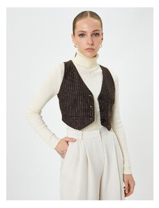 Koton Crop Vest with Buttons and Mini Pocket