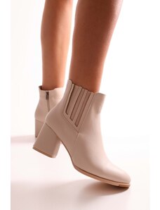 Shoeberry Women's Misty Beige Skin Heels Boots, Beige Skin