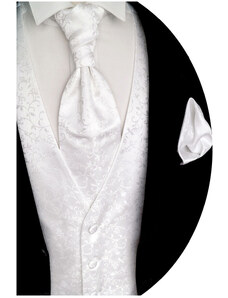 Bílá svatební vesta Beytnur 17-2 kravata, plastron a kapesníček