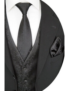 Černá společenská vesta Beytnur 17-6 kravata, plastron a kapesníček