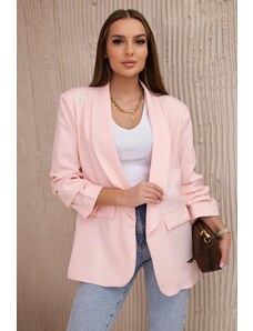 MladaModa Elegantní sako s nařasenými rukávy model 9709 světle růžové