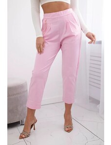 MladaModa Stylové 7/8 kalhoty s řetízkem model 6759V jasné růžové