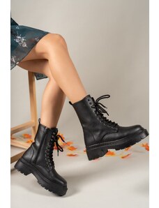 Riccon Black Women's Zippered Boots 0012299