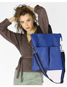 Dámská kožená shopper bag kabelka Mazzini M148 světle modrá