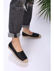 Shoeberry Women's Ziles Black Skin Espadrilles