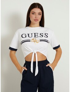 Guess mylah knot crop tee WHITE