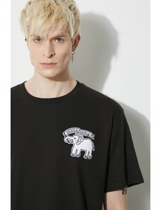 Bavlněné tričko Kenzo Elephant Flag Classic T-Shirt černá barva, s aplikací, FE55TS2724SG.99J