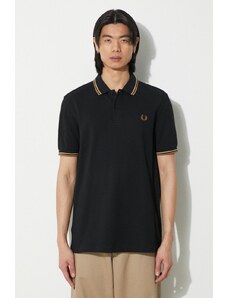 Bavlněné polo tričko Fred Perry Twin Tipped Shirt černá barva, M3600.U97
