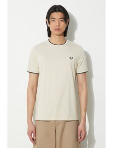 Bavlněné tričko Fred Perry Twin Tipped T-Shirt béžová barva, M1588.U87