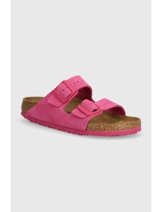 Semišové pantofle Birkenstock Arizona dámské, růžová barva, 1027069