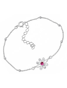*Nákotník s květinou a rubínovým zirkonem | DG Šperky | Stříbro 925/1000