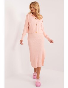 MladaModa 2-dílná souprava svetru a šatů model 45924 pudrově růžová