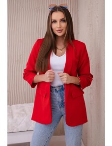 MladaModa Elegantní sako s nařasenými rukávy model 9709 červené