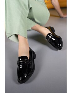 Riccon Esvaqua Women's Loafer 0012102 Black Wrinkled Patent Leather