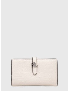 Kožená peněženka Lauren Ralph Lauren bílá barva