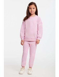 GRIMELANGE Jabor Girls Embroidered Crew Neck Comfort Pink Tracksuit Set