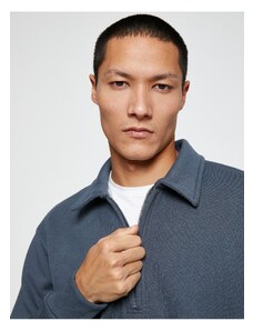 Koton Basic Sweatshirt High Neck Half Zipper Long Sleeve with Pocket