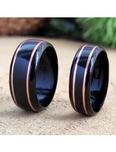 Woodlife Snubní ebenové prsteny s mědí