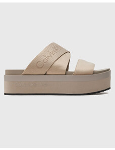 CALVIN KLEIN FLATFORM SANDAL WEBBING IN MR