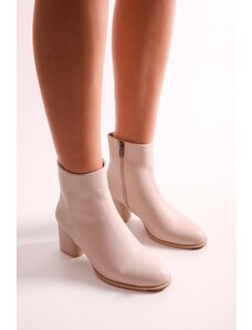 Shoeberry Women's Haylee Beige Skin Heels Boots, Beige Skin