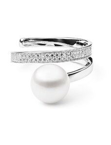 Luxusní prsten s pravou perlou a zirkony Planet Shop