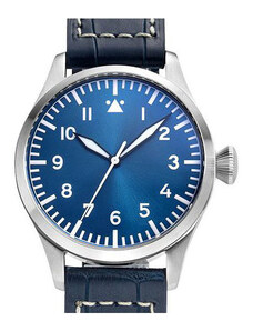 Tisell Watch Pilot Type A Blue 40 mm Diamond crown