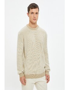 Koton Men's Beige Striped Sweater