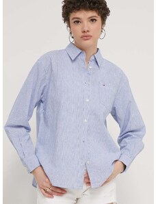 Košile s příměsí lnu Tommy Jeans relaxed, s klasickým límcem