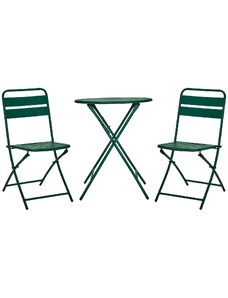 House Doctor Zelený kovový zahradní set dvou židlí a stolku Helo