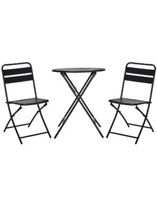 House Doctor Černý kovový zahradní set dvou židlí a stolku Helo