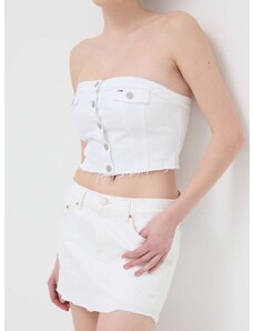 Džínová sukně Tommy Jeans bílá barva, mini, pouzdrová