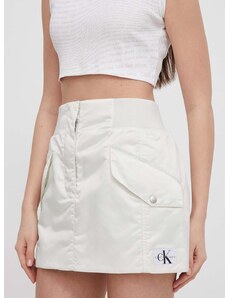 Sukně Calvin Klein Jeans bílá barva, mini, pouzdrová