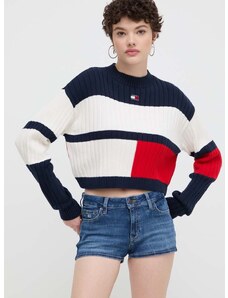 Bavlněný svetr Tommy Jeans béžová barva, lehký