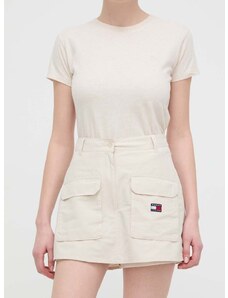Kalhotová sukně Tommy Jeans béžová barva, mini, DW0DW17874