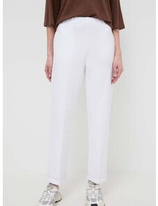 Kalhoty Max Mara Leisure dámské, bílá barva, široké, high waist, 2416781108600