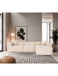 Atelier del Sofa Rohová sedací souprava Lora (L1-O1-1R-POUFFE ) - Cream, Krémová