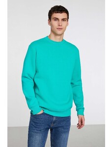 GRIMELANGE Travis Men's Soft Fabric Regular Fit Round Collar Green Sweatshir