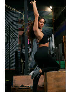 Trendyol Premium Black Seamless/Seamless Reflector Print Detailed Full Length Knitted Sports Tights