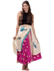 Indie Zavinovací sukně INAAYA růžovo-béžová III.
