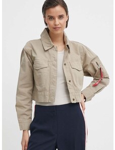 Bavlněná bunda Alpha Industries béžová barva, oversize