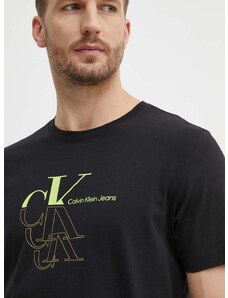 Bavlněné tričko Calvin Klein Jeans černá barva, s potiskem, J30J325352