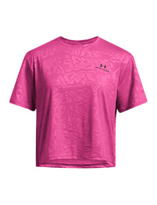 Under Armour RUSH Energy Emboss Crop SS | Astro Pink/Black