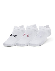 Under Armour Essential No Show 3 Pack | White/White/Pink Elixir